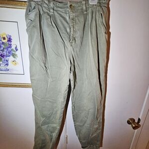 American Eagle Women's Pants Straight High Rise  Stretch Olive Green